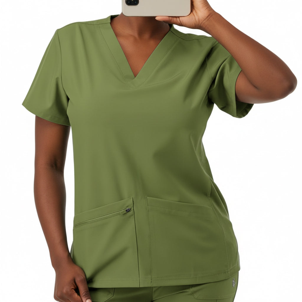 Unisex Ribbed Side Scrub Top