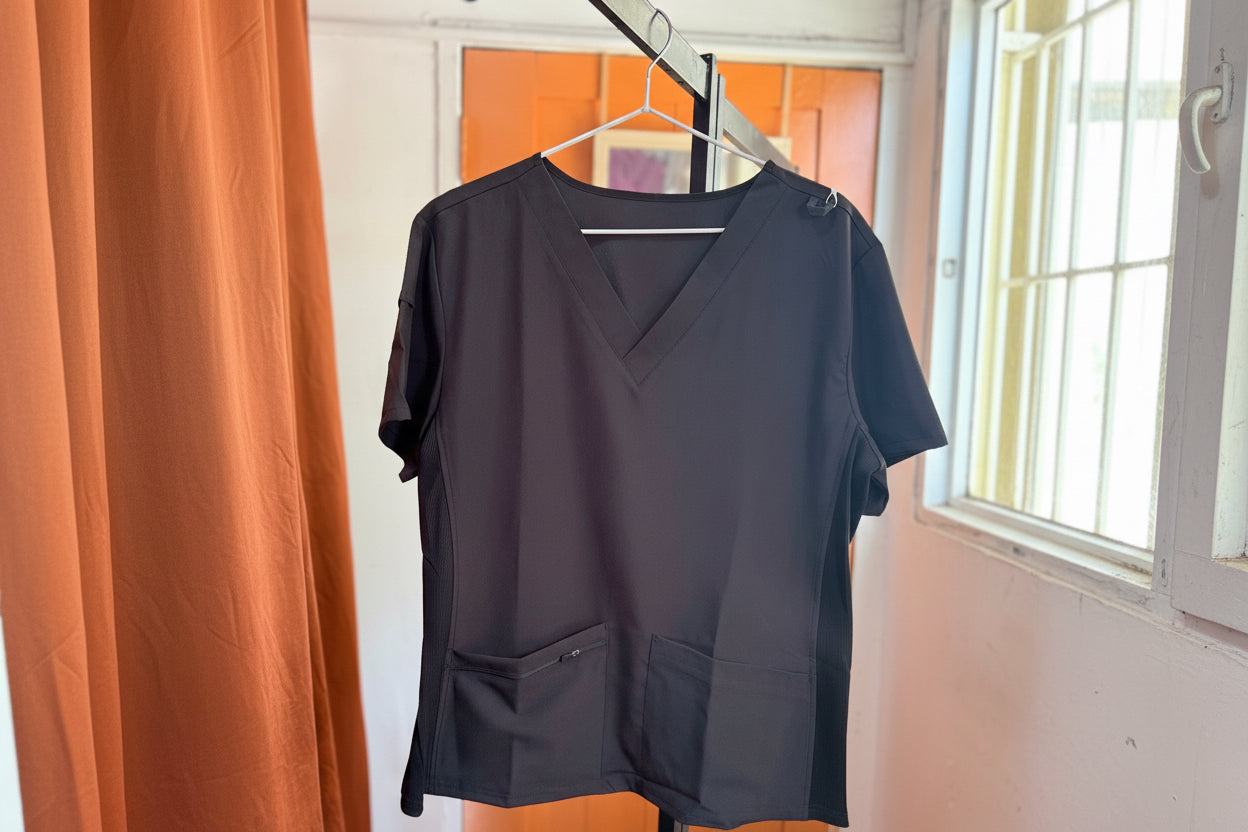 Unisex Ribbed Side Scrub Top