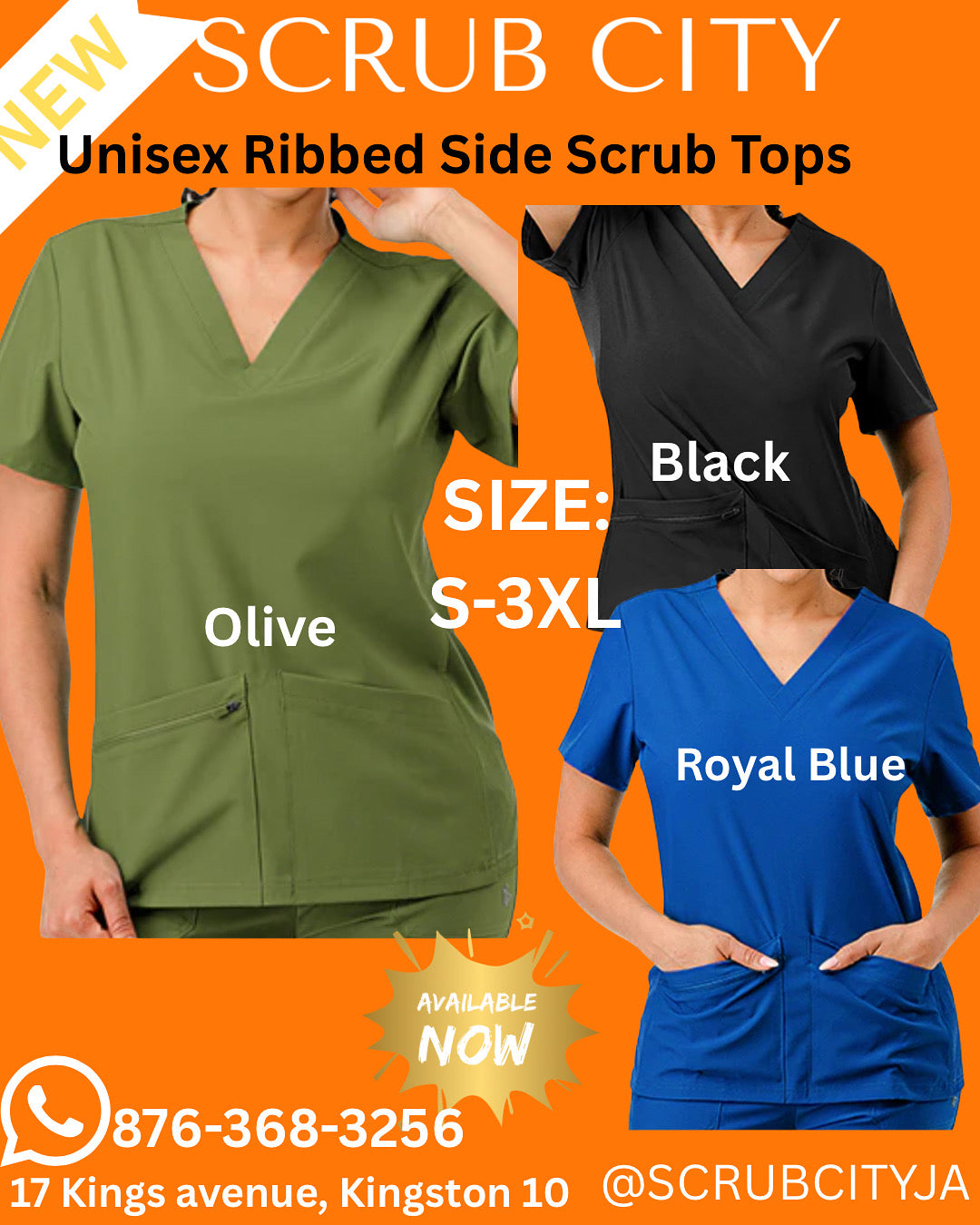 Unisex Ribbed Side Scrub Top