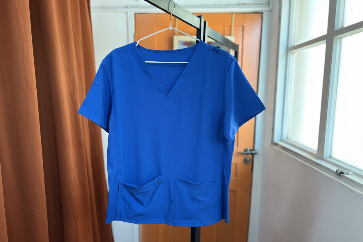 Unisex Ribbed Side Scrub Top