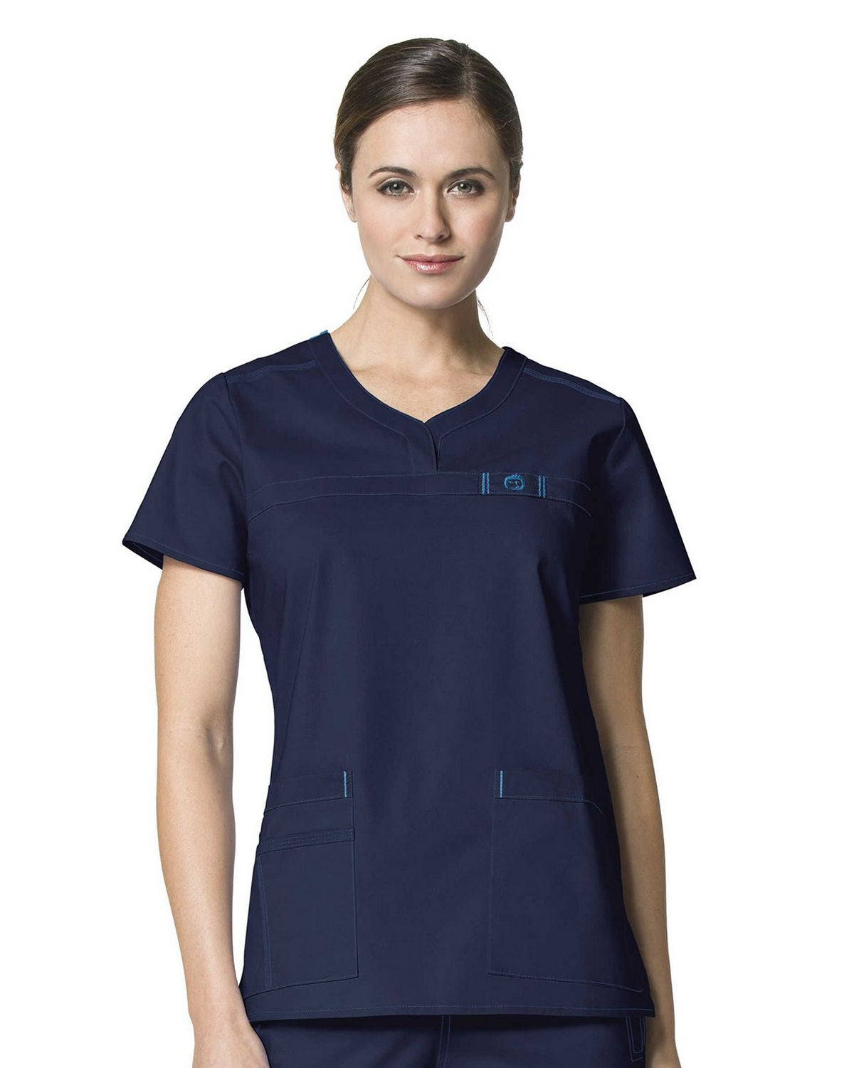 Women’s Petite Patience Curved Notch Neck scrub Top -Wonderwink 6208