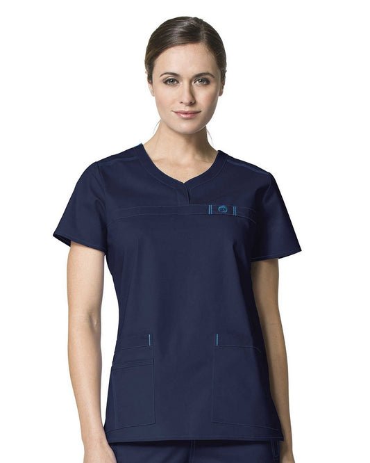 Women’s Petite Patience Curved Notch Neck scrub Top -Wonderwink 6208