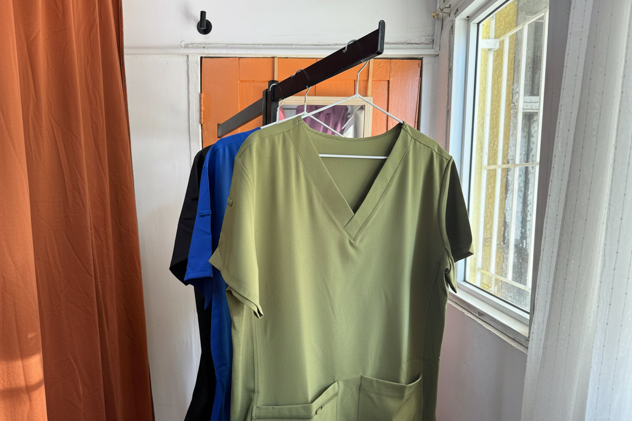 Unisex Ribbed Side Scrub Top