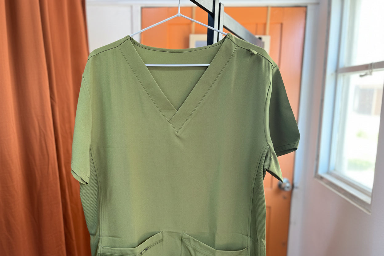 Unisex Ribbed Side Scrub Top