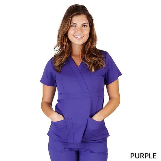 3 Pocket Mock Wrap Top 8115 Super Soft Medical Scrub Top Womans