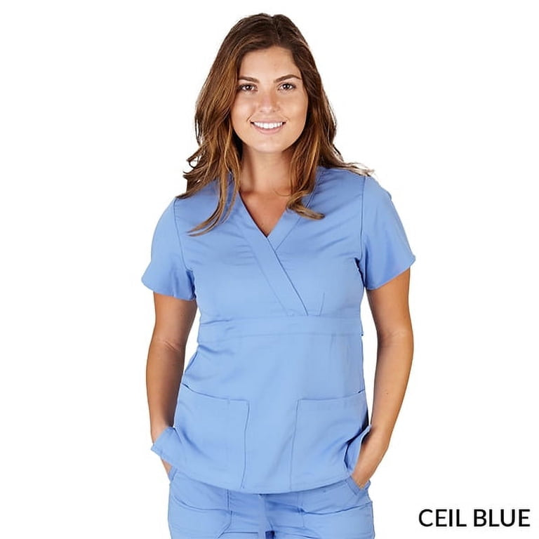 3 Pocket Mock Wrap Top 8115 Super Soft Medical Scrub Top Womans