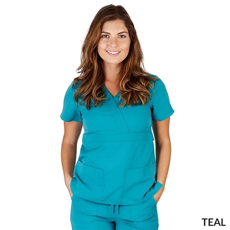 3 Pocket Mock Wrap Top 8115 Super Soft Medical Scrub Top Womans