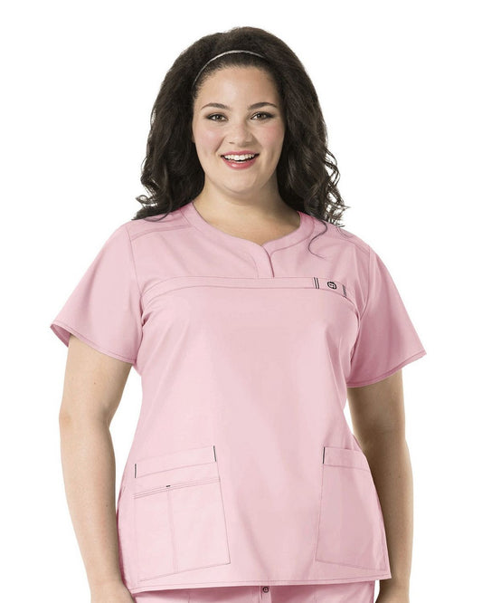 Women’s Plus Patience Curved Notch Neck Top -Wonderwink 6208